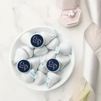 Blush Pink Script Monogram on Navy Blue Hershey®'s Kisses®