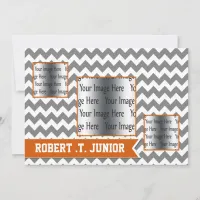 chevron orange gray 3 photo Graduation Invites