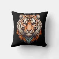 Tiger portrait, minimalistic design orange color throw pillow