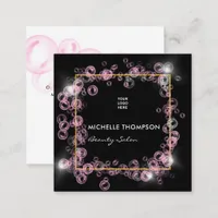 Sparkling Pink Soap Bubble Beauty Industry  Square Business Card