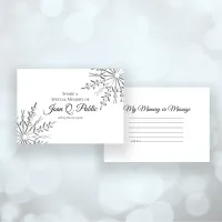 Elegant Winter Snowflakes Share a Memory Funeral  Note Card