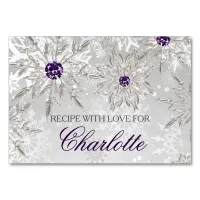 silver snowflakes winter bridal shower recipe card