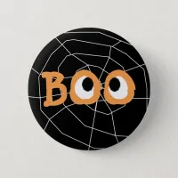 Orange and Black Halloween Boo Eyeballs Button