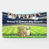 Teddy Bear and Baby Baseball Field Baby Shower  Banner