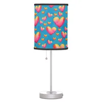 Multicolored Watercolor Hearts Table Lamp