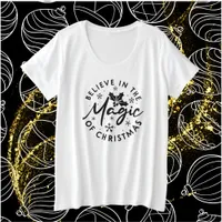 Christmas Believe in the Magic Black and White Plus Size T-Shirt