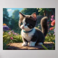 *~*  Kitty Cat 5:4  Kitten Blue Eyed Black Tuxedo Poster