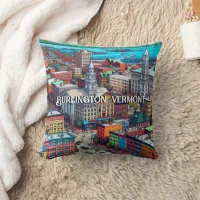 Burlington, Vermont Comic Book Style Art Throw Pillow