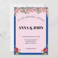 Watercolor flower elegant wedding invitations