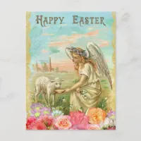 Vintage Angel & Lamb Easter Personalized Postcard