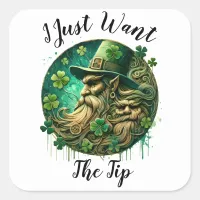 Mischievous Leprechaun Savoring A Pint Square Sticker