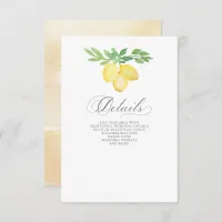 Rustic Calligraphy Lemon Citrus Summer Wedding Enclosure Card