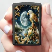 Eagle Gaze Fixed On The Full Moon Zippo Lighter