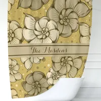 Nautilus Shell Polka Dot Monogram Shower Curtain