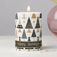 Black Gold Christmas Merry Pattern#25 ID1009 Pillar Candle
