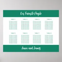 Emerald White 8 Table Seating Chart Poster