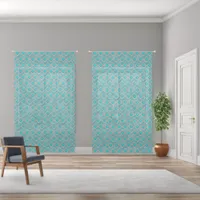 Southwest Turquoise Stone Geometric Print 50x84in Sheer Curtains