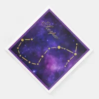 Gold Scorpio Constellation on Dark Galaxy | Paper Dinner Napkins