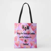 "Endless Snacks, Limited Patience" tote bag