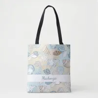 Summer Beach Seashells Personalized Tote Bag