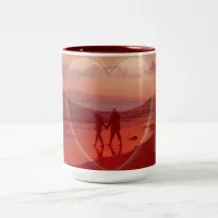 Couple on the Beach Valentine Two-Tone Coffee Mug