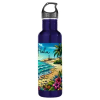 Tropical Ocean Aloha Vacation  Stainless Steel Water Bottle