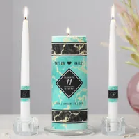 Elegant 11th Turquoise Wedding Anniversary Unity Candle Set