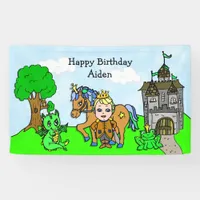 Personalized Blonde Haired Prince Birthday Banner