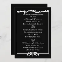 black white corporate event invitations