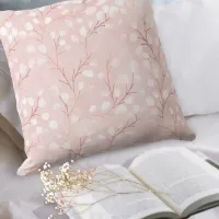 Watercolor Snowdrops Pattern Pink/Copper ID726 Throw Pillow