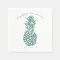 Elegant Teal Glitter Pineapple Quinceanera Party Napkins