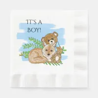 It's a Boy, Fox and Teddy Bear Baby Shower Napkins