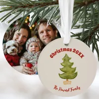 Minimal Christmas Tree Family Photo Simple Kitschy Ornament