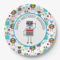 Personalized Boy's Birthday Robot  Paper Plates