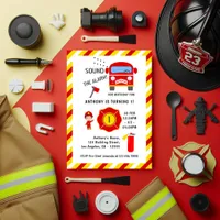 Firefighter Fire Truck Birthday Party Invitation