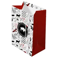 Buffalo Adventures Pattern Label Red/Black ID599 Medium Gift Bag