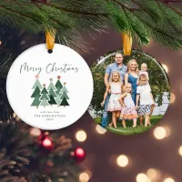 Cute Modern Rustic Christmas Trees Holiday Photo Ornament