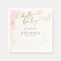 Hello Sunshine Boho Modern Happy Baby Girl Shower Napkins