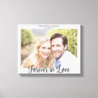 Modern Wedding Typography Forever in Love Photo Canvas Print