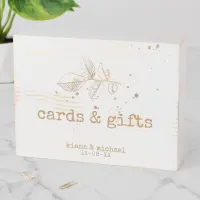 Golden Leaf Wedding Cards & Gifts ID655 Wooden Box Sign