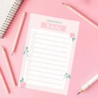 Girly Pink Floral Rose Personalized To Do List Post-it Notes