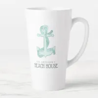 Beach House Anchor & Rope Aqua Blue ID623 Latte Mug