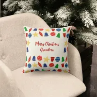 Retro Christmas tree ornaments Throw Pillow