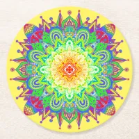 Psychedelic Zen Mandala Abstract Art Paper Coaster