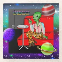 1970's Retro Extraterrestrial in Disco Lounge Glass Coaster