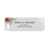 Rustic Watercolor Pink Floral Wedding Label