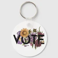 Vintage sunflower Floral Elegant Feminine Go Vote Keychain