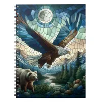 Mosaic Bear and Eagle in the Mountains Ai Art Notebook