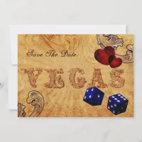 navy blue dice Vintage Vegas save the date