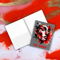 Red, black and white Abstract Face | Notebook